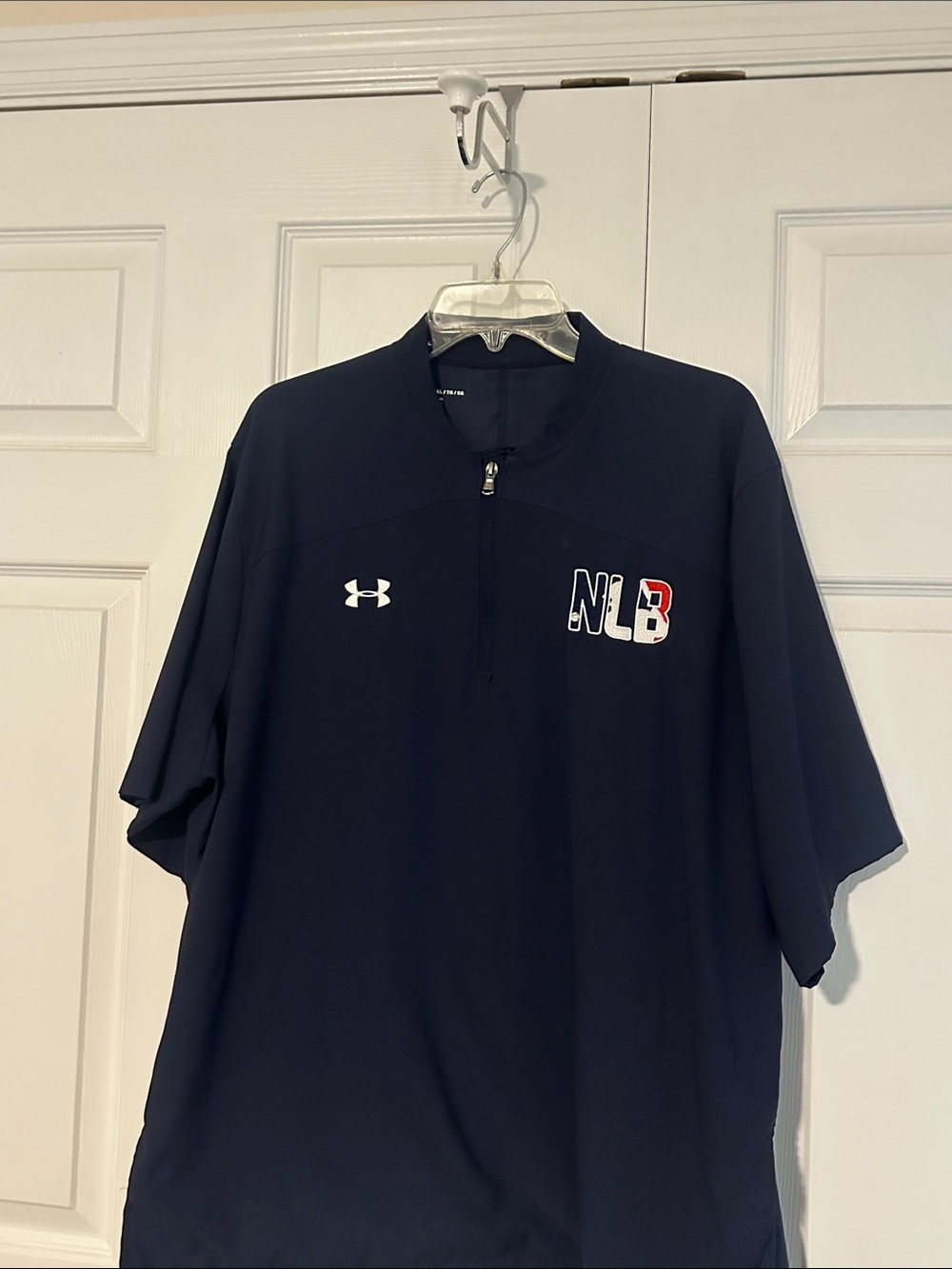 Under Armour Navy Short-Sleeve Half-Zip Performance BP top with NLB Logo